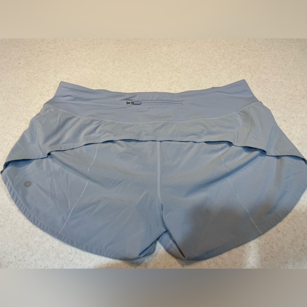 Lululemon size 14 Speed up Midrise Lined Short 4” in Blue Linen